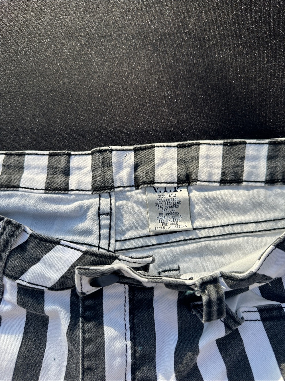 VIP Women’s Skinny Jeans — Black and White Vertical Stripe